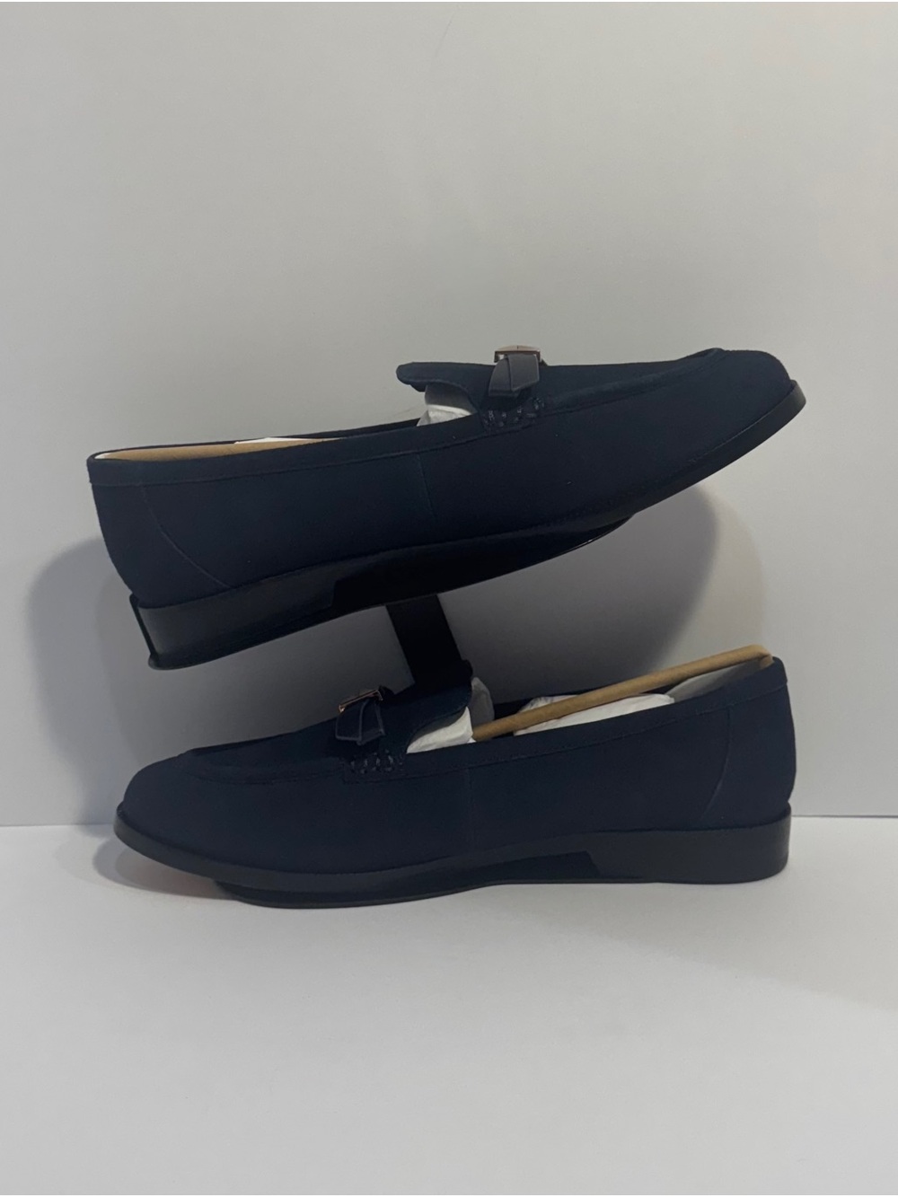 Kate Spade New York Deco Bow Suede Loafers - Women’s Size 10 - Captain Navy Blue